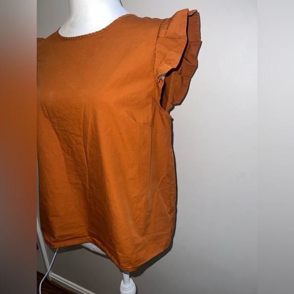 Mare Mare X Anthropologie Aime Ruffled Burnt Orange Blouse - Picture 6 of 10